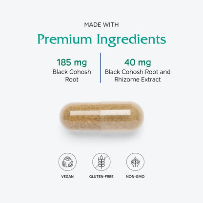 Vitanica Black Cohosh Cimicifuga Extract Plus - Vegan 120 Capsules | Menopause Support