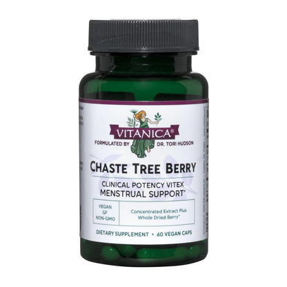 Vitanica Chaste Tree Berry Extract - Vitex for Hormone Balance & Menstrual Support (60 Capsules)