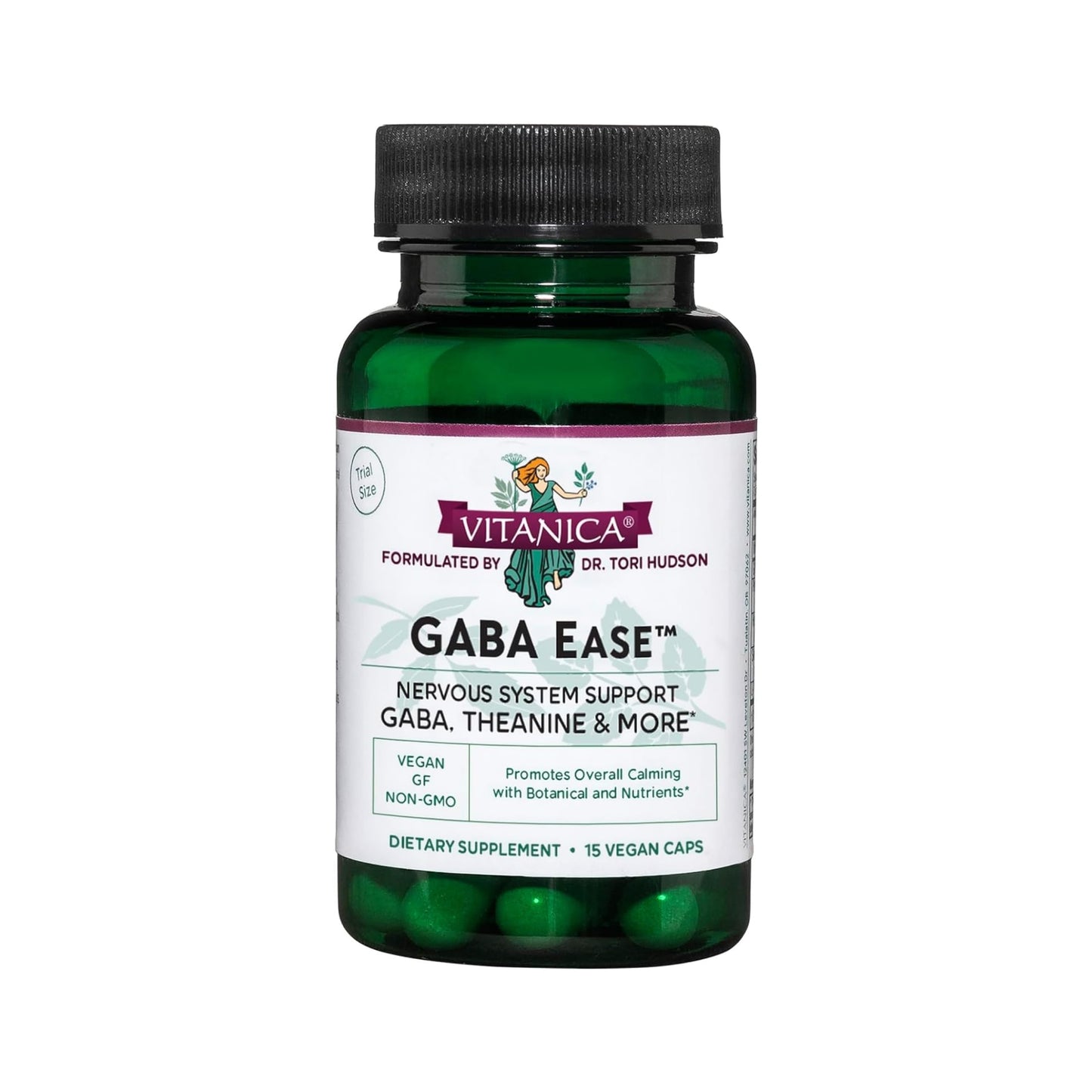 Vitanica GABA Ease – GABA & L-Theanine Calm & Relaxation for Women | 15 Vegan Caps