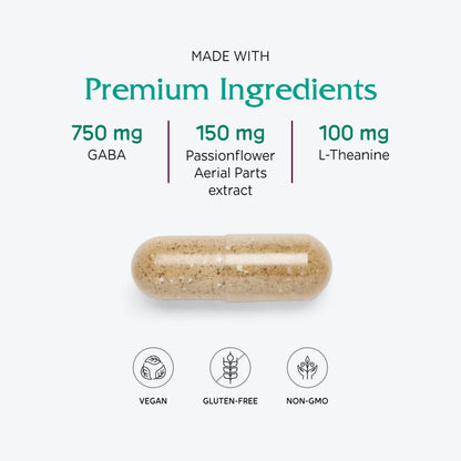 Vitanica GABA Ease – GABA & L-Theanine Calm & Relaxation for Women | 15 Vegan Caps