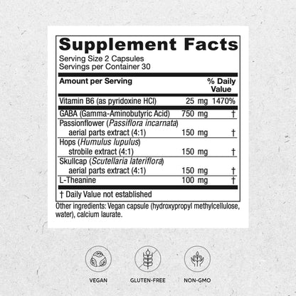 Vitanica GABA Ease – Calming Support, Vegan, 60 Capsules