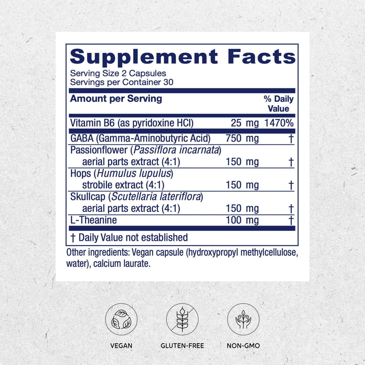 Vitanica GABA Ease - Calming Support, Vegan, 60 Capsules