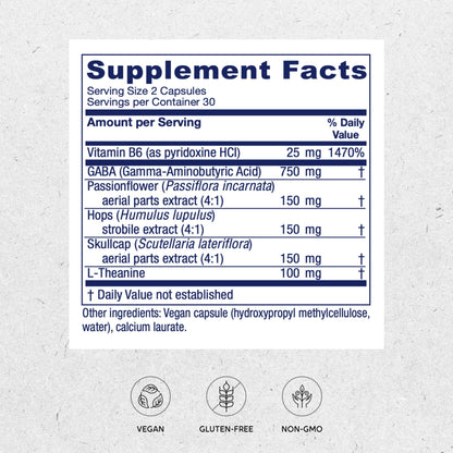 Vitanica GABA Ease - Calming Support, Vegan, 60 Capsules