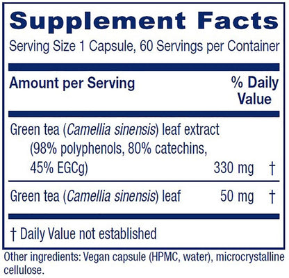 Vitanica Green Tea – 330 mg Green Tea Polyphenols | Immune & Breast Health Support | Vegan, 60 Caps