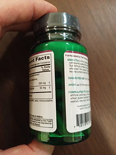 Vitanica Green Tea Extract 330mg – 45% EGCG, 80% Catechins, 98% Polyphenols | Vegan, 60 Capsules
