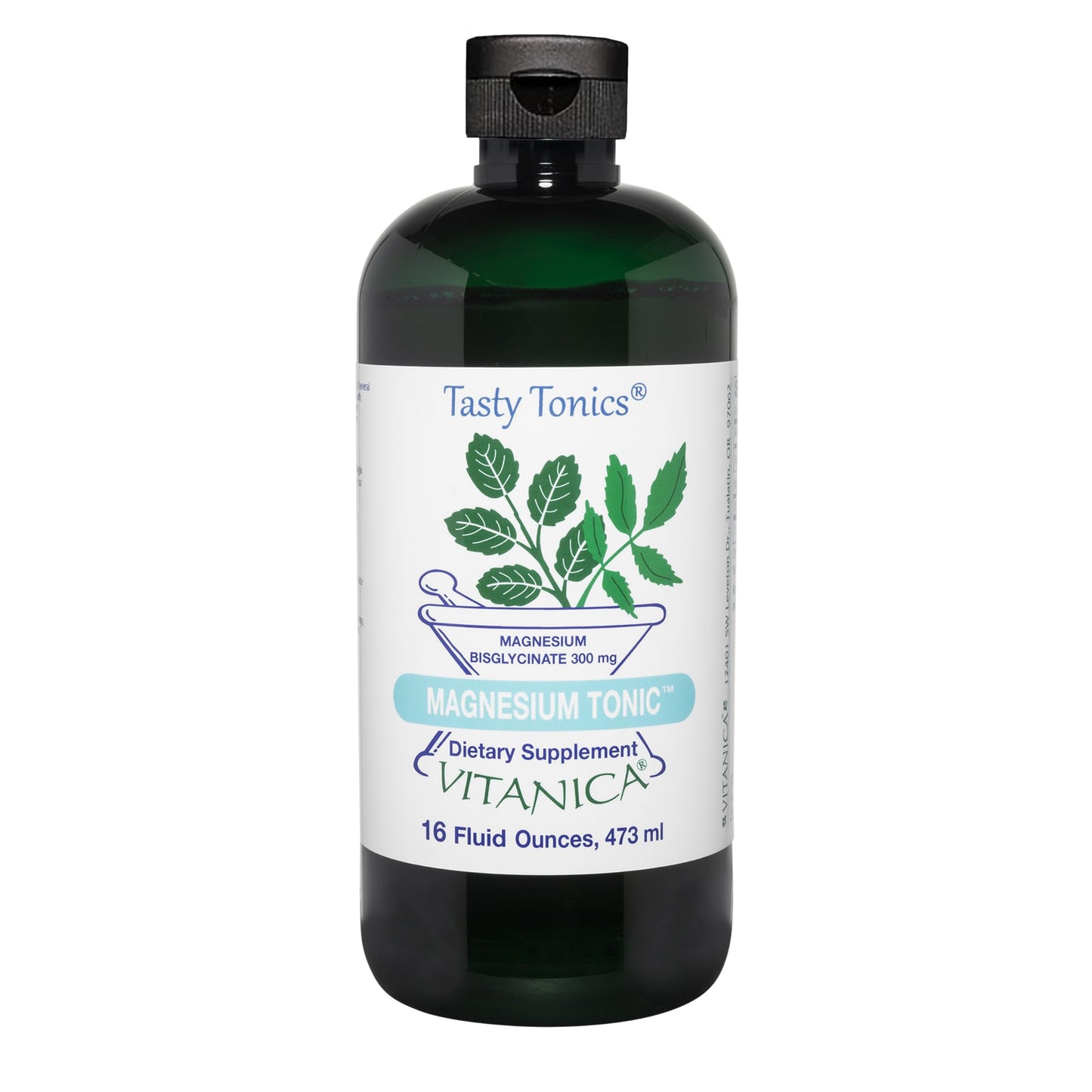 Vitanica Magnesium Tonic - Liquid Magnesium with Vitamin B6 for Brain, Sleep & Heart Health (Orange, 16 Fl Oz)