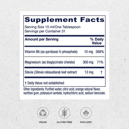 Vitanica Magnesium Tonic - Liquid Magnesium with Vitamin B6 for Brain, Sleep & Heart Health (Orange, 16 Fl Oz)