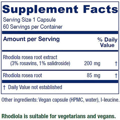 Vitanica Rhodiola Rosea Root Extract 200mg – Vegan Capsules (60)