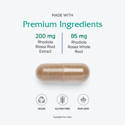 Vitanica Rhodiola Rosea Root Extract 200mg – Vegan Capsules (60)
