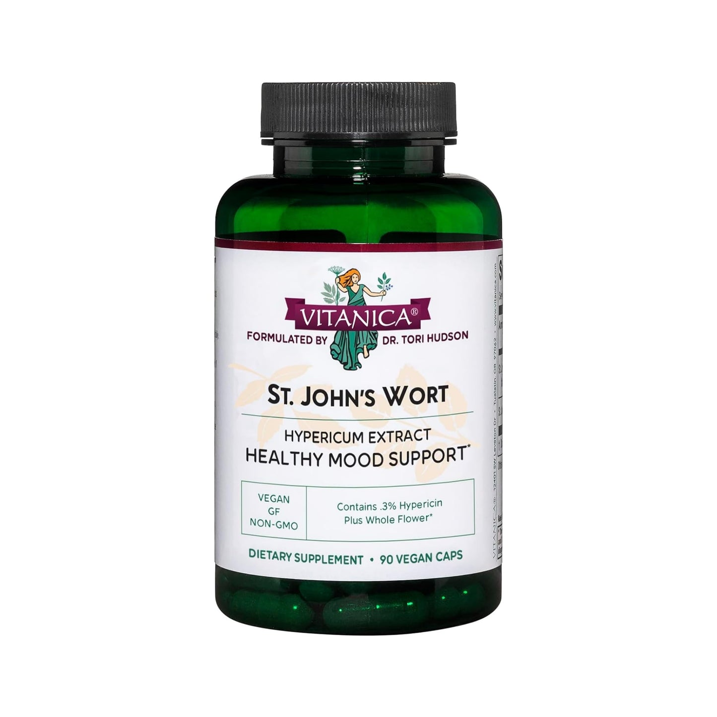 Vitanica St. John's Wort Capsules - Non-GMO, 300 mg Extract, 0.3% Hypericin (900 mcg), Vegan, 90 Count
