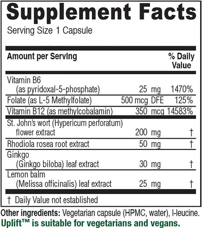 Vitanica Uplift — Mood & Emotional Support, Vegan, 60 Capsules