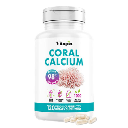 Vitapia Coral Calcium 1000mg Capsules – Bone Health, Non-GMO, Gluten-Free (120 Veggie Capsules)