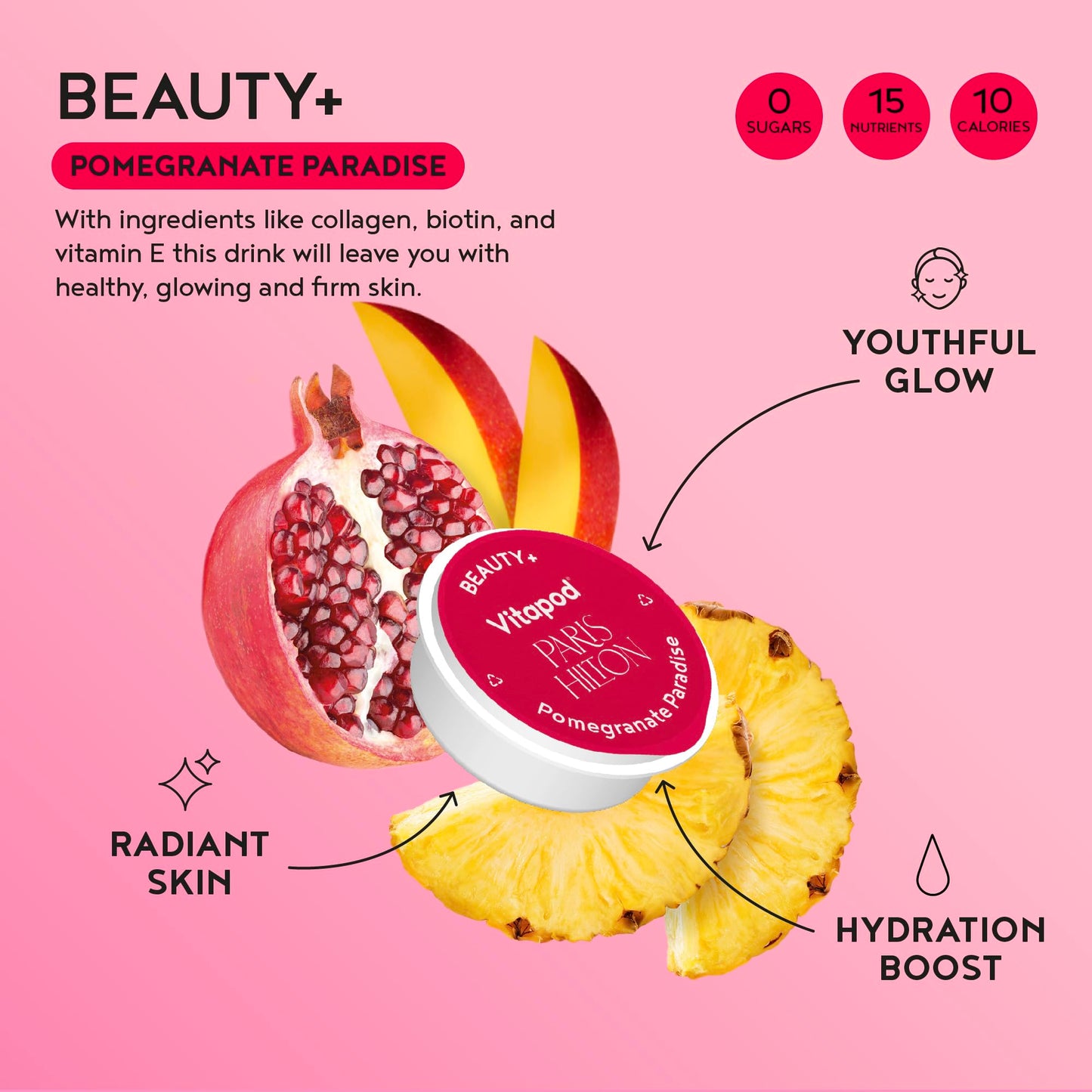 Vitapod Paris Hilton x Beauty+ Pomegranate Paradise – Sugar-Free Beauty Drink Pods (7)