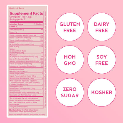 Vitapod Paris Hilton x Beauty+ Radiant Rose – Sugar-Free Drink Mix, 7 Pods, 10 Calories