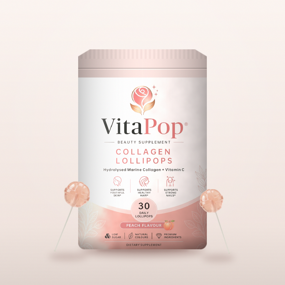 Collagen Lollipops - Hydrolysed Marine Collagen + Vitamin C VitaPop