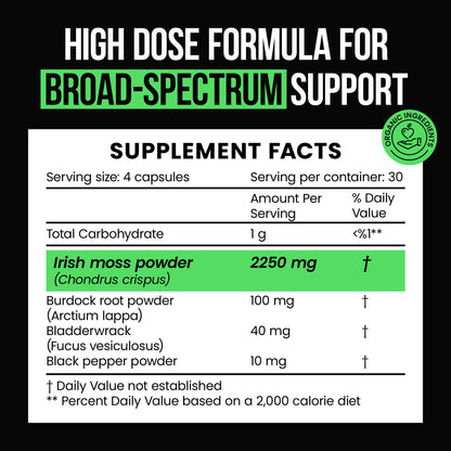 VitaRaw Organic Irish Sea Moss Capsules 2400 mg - Immune, Joint & Gut Health Support