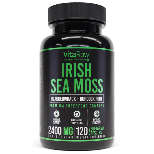 VitaRaw Organic Irish Sea Moss Capsules 2400 mg - Immune, Joint & Gut Health Support BritishVita | Premium UK Vitamins & Wellness Supplements