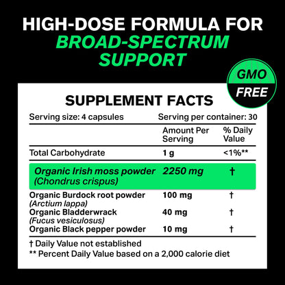 VitaRaw Organic Irish Sea Moss Capsules 2400 mg - Immune, Joint & Gut Health Support