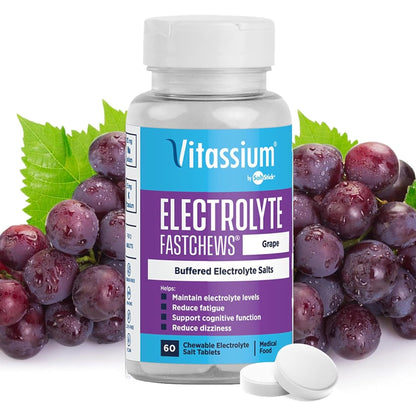 Vitassium FastChews – Chewable Electrolyte Tablets for POTS (Grape) 60 Count