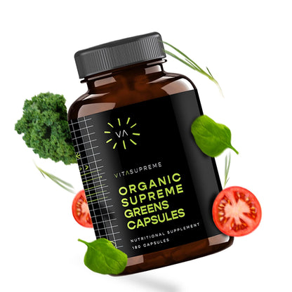 VITASUPREME Organic Super Greens Capsules – Gut Health, Immunity, Energy (Non-GMO, Keto, Vegan) 180 Capsules