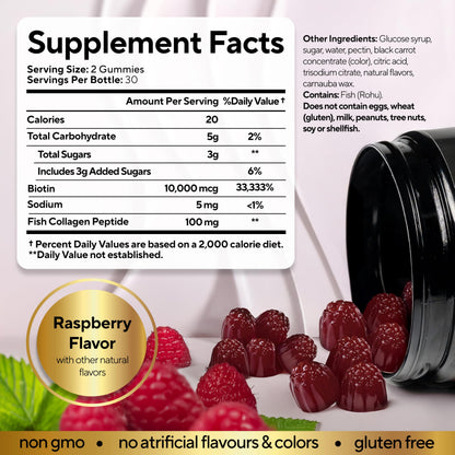 VitaUp Biotin Gummies 10000mcg – Extra Strength Hair, Skin & Nails with Collagen (60 ct)