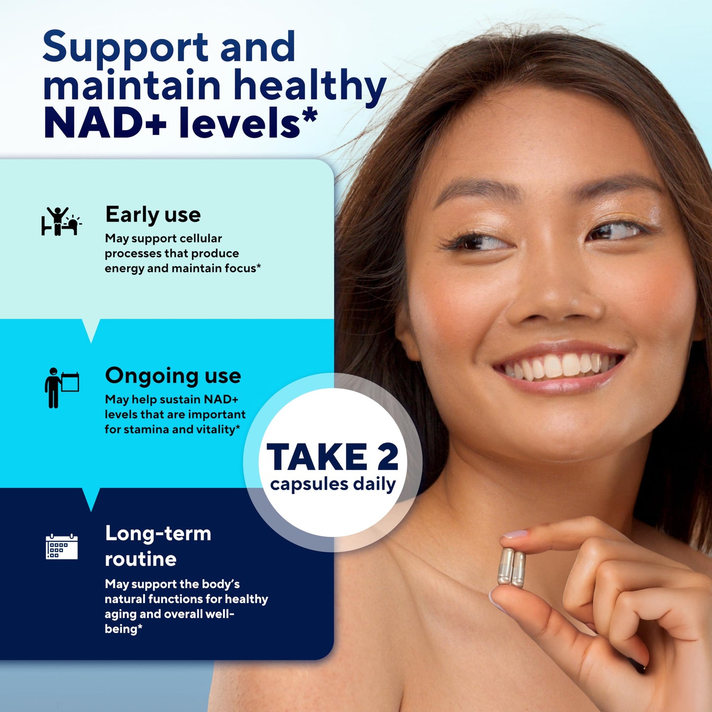 VitaUp NAD+ Resveratrol Supplement - USA Made NAD+ 650mg for Healthy Aging, Energy & Focus - 60 Count