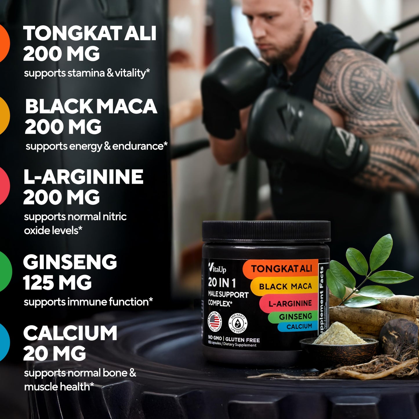 VitaUp Tongkat Ali 20-in-1 for Men – USA Made, 90 Caps