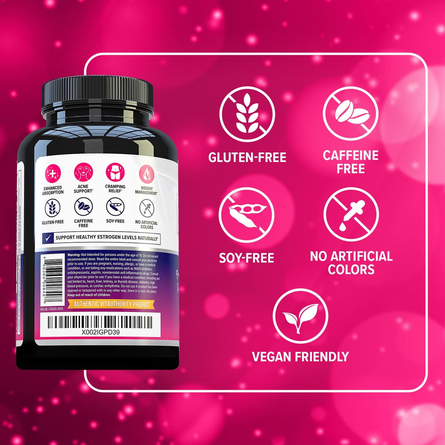 Vitauthority Women's Hormone Balance Supplement - 40:1 Myo-Inositol & D-Chiro Inositol + DIM | Skin, Energy & Cycle Support