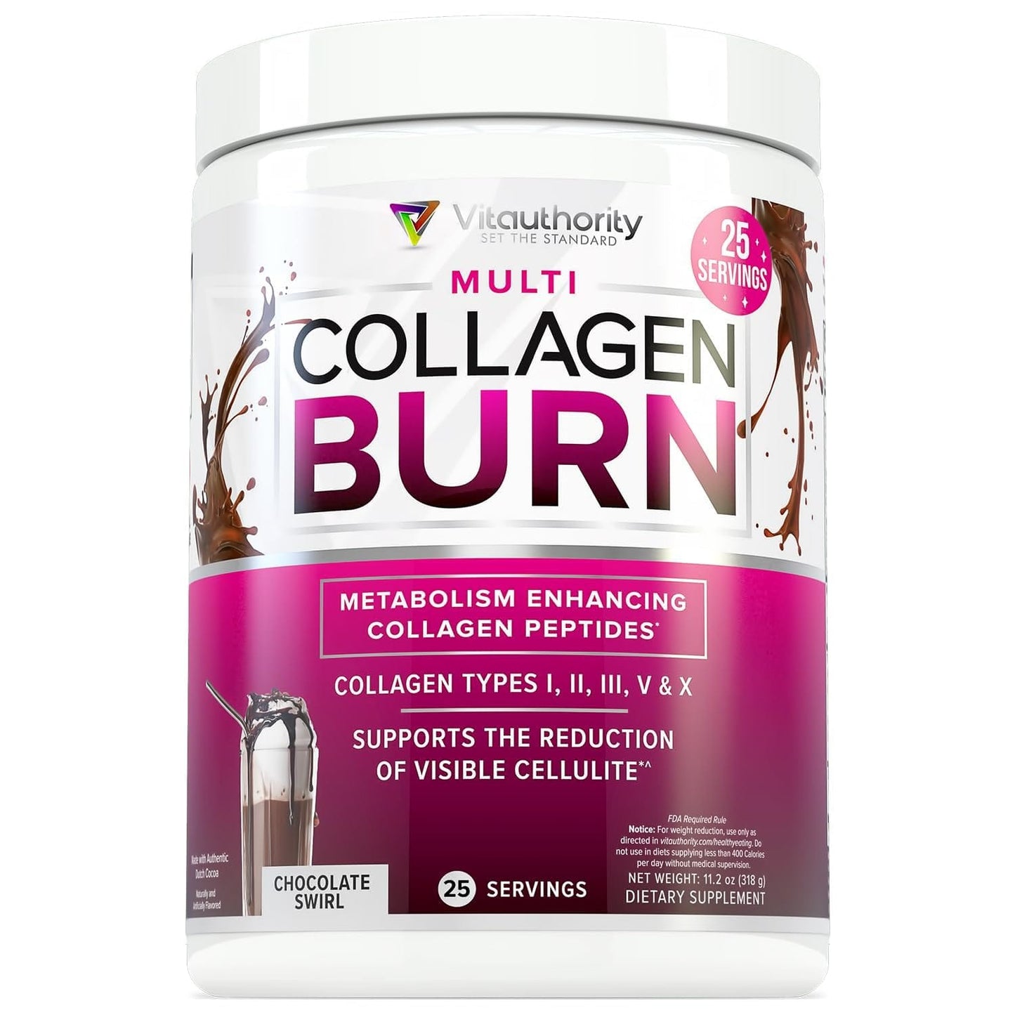 Vitauthority Collagen Peptides Powder – Chocolate, 25 Servings | Hair Skin Nails