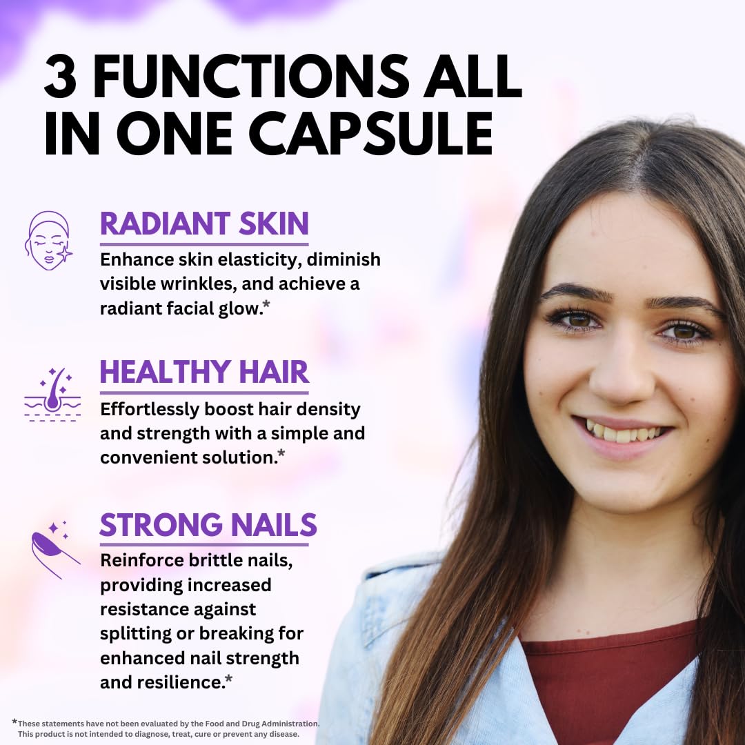 VITBOOST Biotin 25000 mcg with Hyaluronic Acid, Collagen & Keratin – 60 Capsules – USA Made