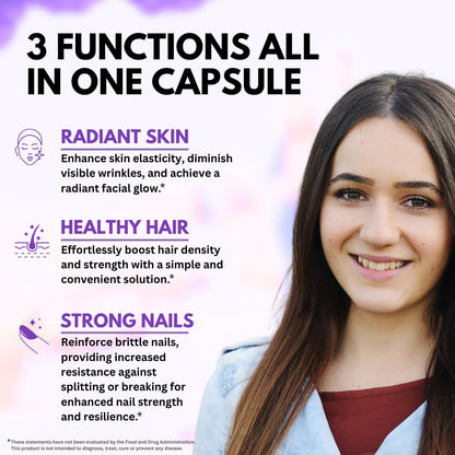 VITBOOST Biotin 25000 mcg with Hyaluronic Acid, Collagen & Keratin – 60 Capsules – USA Made