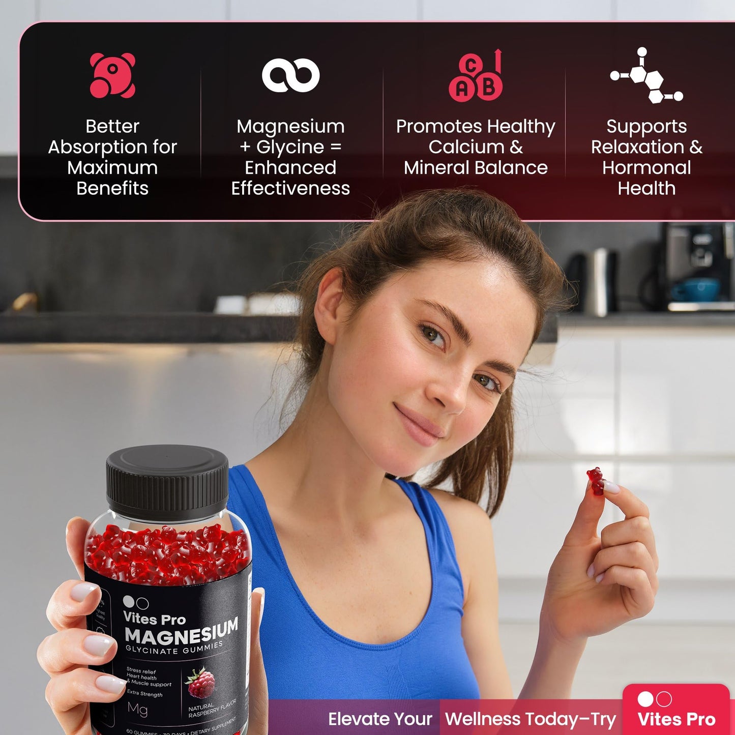 VITES PRO Magnesium Glycinate Gummies – Sleep & Recovery (60 Gummies)