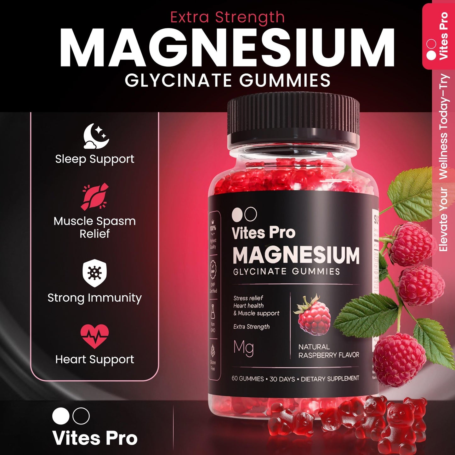 VITES PRO Magnesium Glycinate Gummies – Sleep & Recovery (60 Gummies)