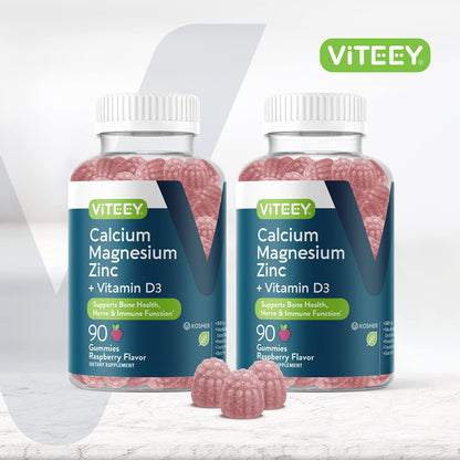 Viteey Calcium Magnesium Zinc Gummies + Vitamin D3 | Bone Health & Immune Support