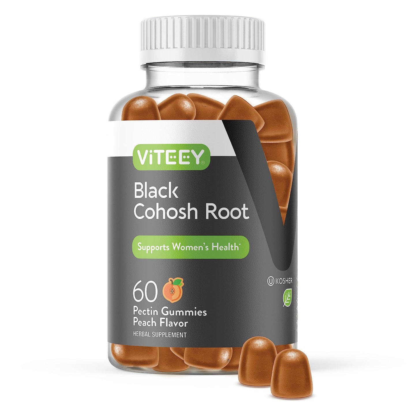 Viteey Black Cohosh Root Gummies – Menopause Relief (Hot Flashes & Night Sweats) – Vegan, Gluten-Free, Non-GMO – 60 Count