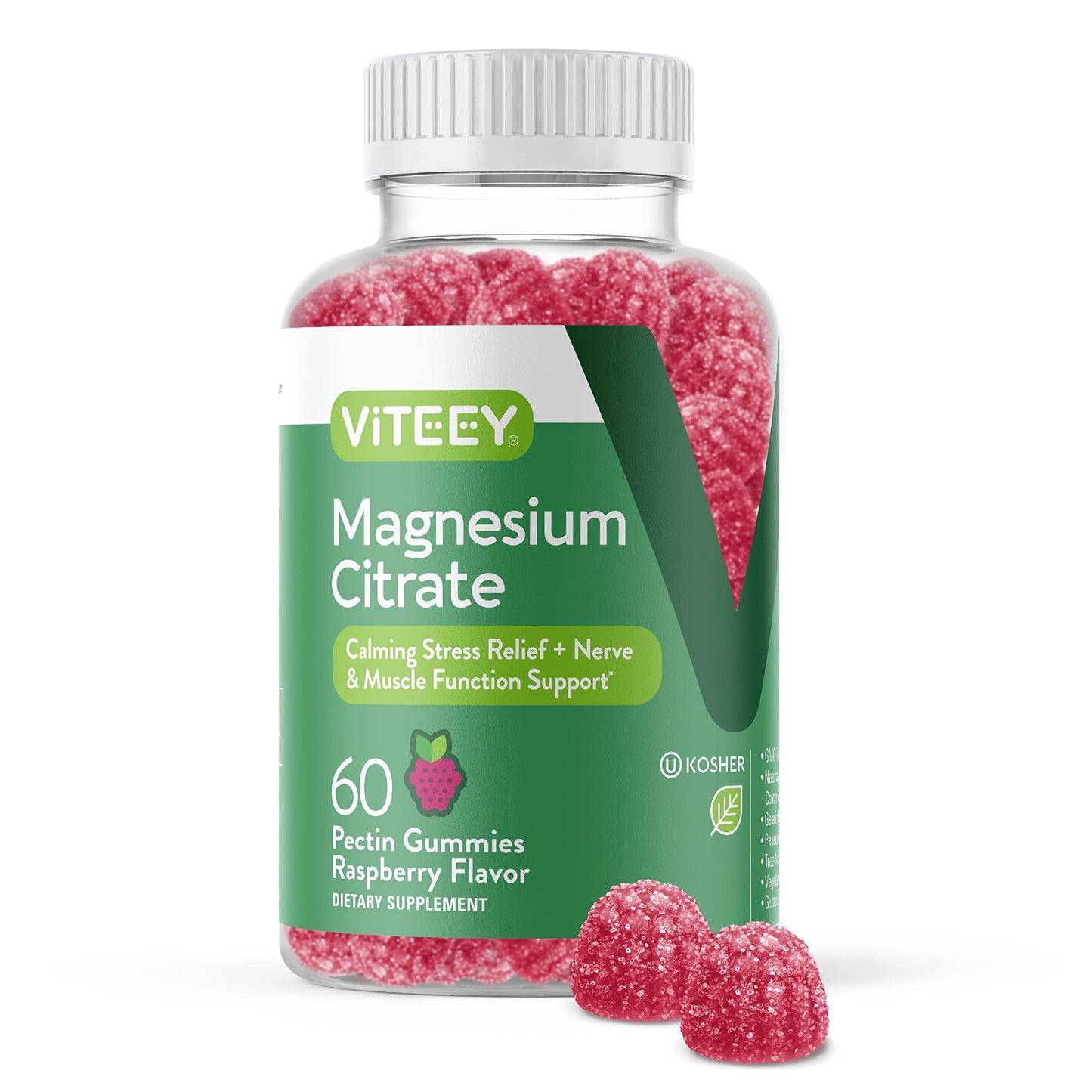 VITEEY Magnesium Gummies for Adults – 66mg Citrate, 60-Count, Gluten Free
