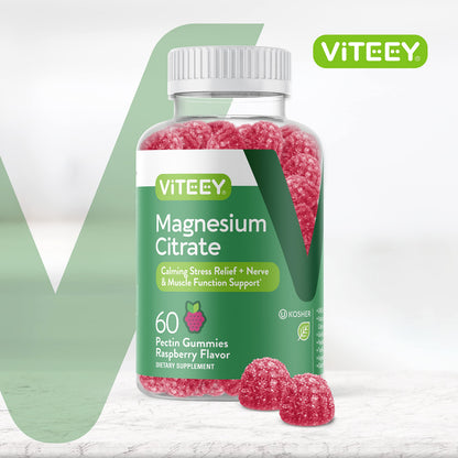 VITEEY Magnesium Gummies for Adults – 66mg Citrate, 60-Count, Gluten Free
