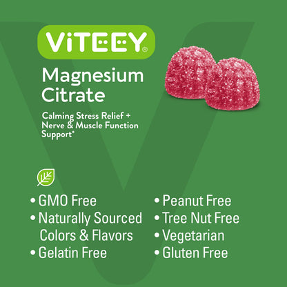 VITEEY Magnesium Gummies for Adults – 66mg Citrate, 60-Count, Gluten Free