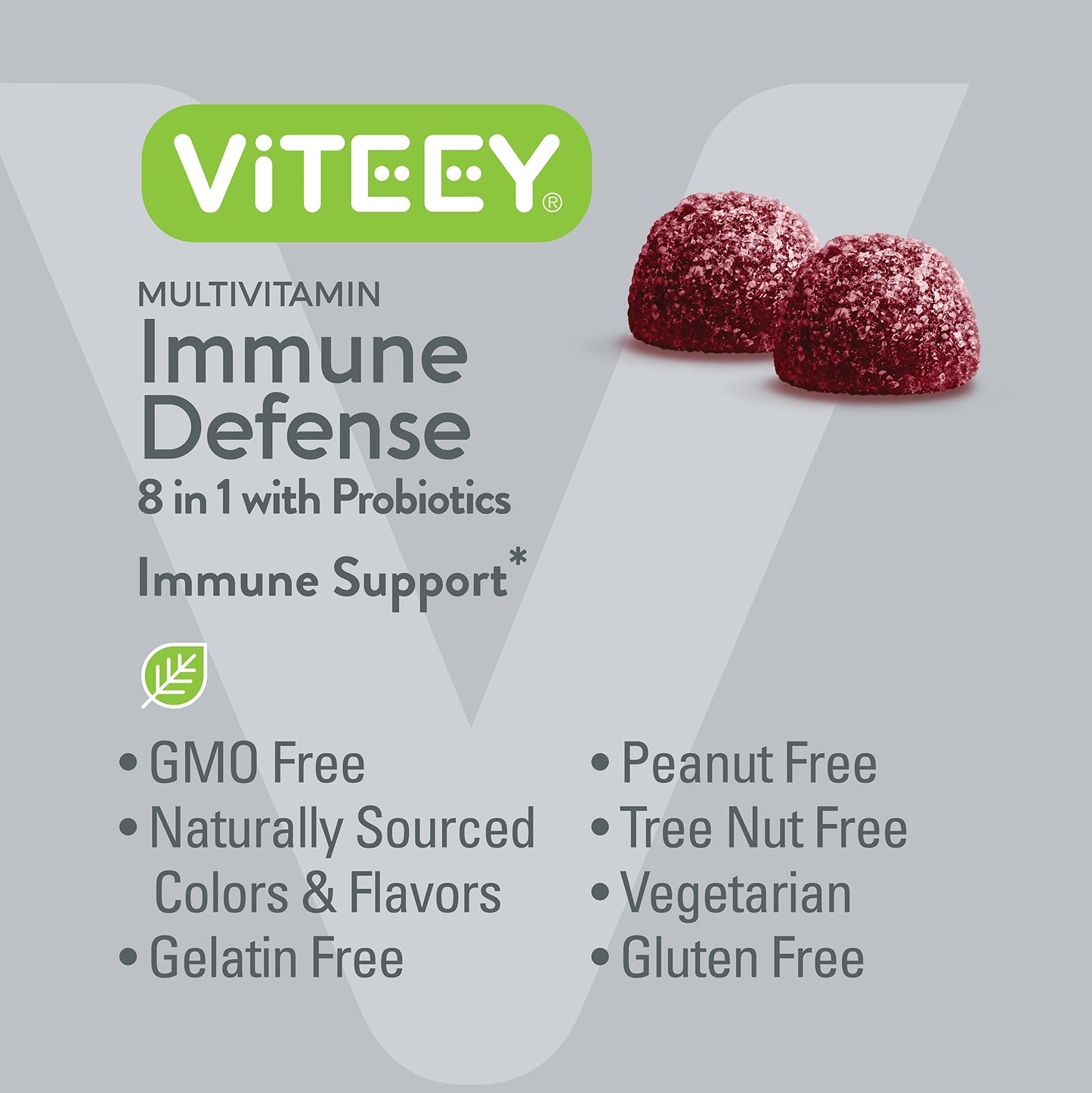 Viteey Multivitamin Gummies 8 in 1 Immune Support with Probiotics – Vegetarian, Gelatin Free, Non-GMO | 120 Gummies
