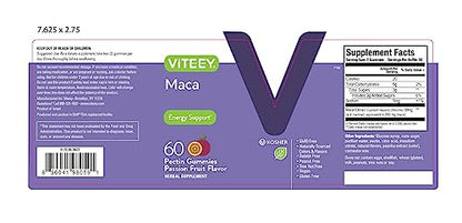 Viteey Black Maca Root Gummies – Energy, Mood & Hormonal Balance (60 Count) | Vegan & Gluten Free