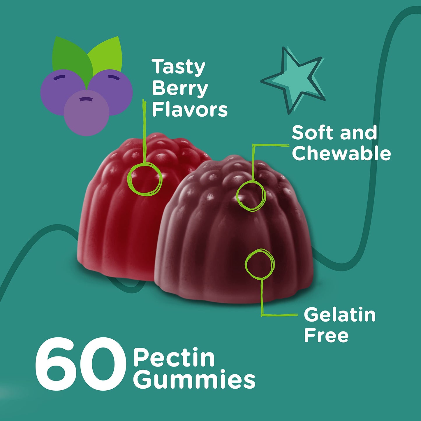 Viteey Probiotic Gummies for Kids with Prebiotic Fiber - 2B CFUs | Digestive & Gut Health, Constipation Relief - Vegan, Gelatin-Free, Berry Chewable