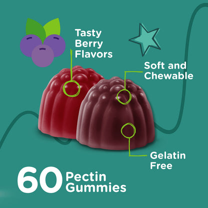 Viteey Probiotic Gummies for Kids with Prebiotic Fiber - 2B CFUs | Digestive & Gut Health, Constipation Relief - Vegan, Gelatin-Free, Berry Chewable