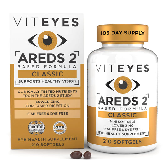 Viteyes AREDS 2 Classic Macular Health Softgels – Low Zinc, Beta-Carotene Free, 210 Softgels BritishVita | Premium UK Vitamins & Wellness Supplements