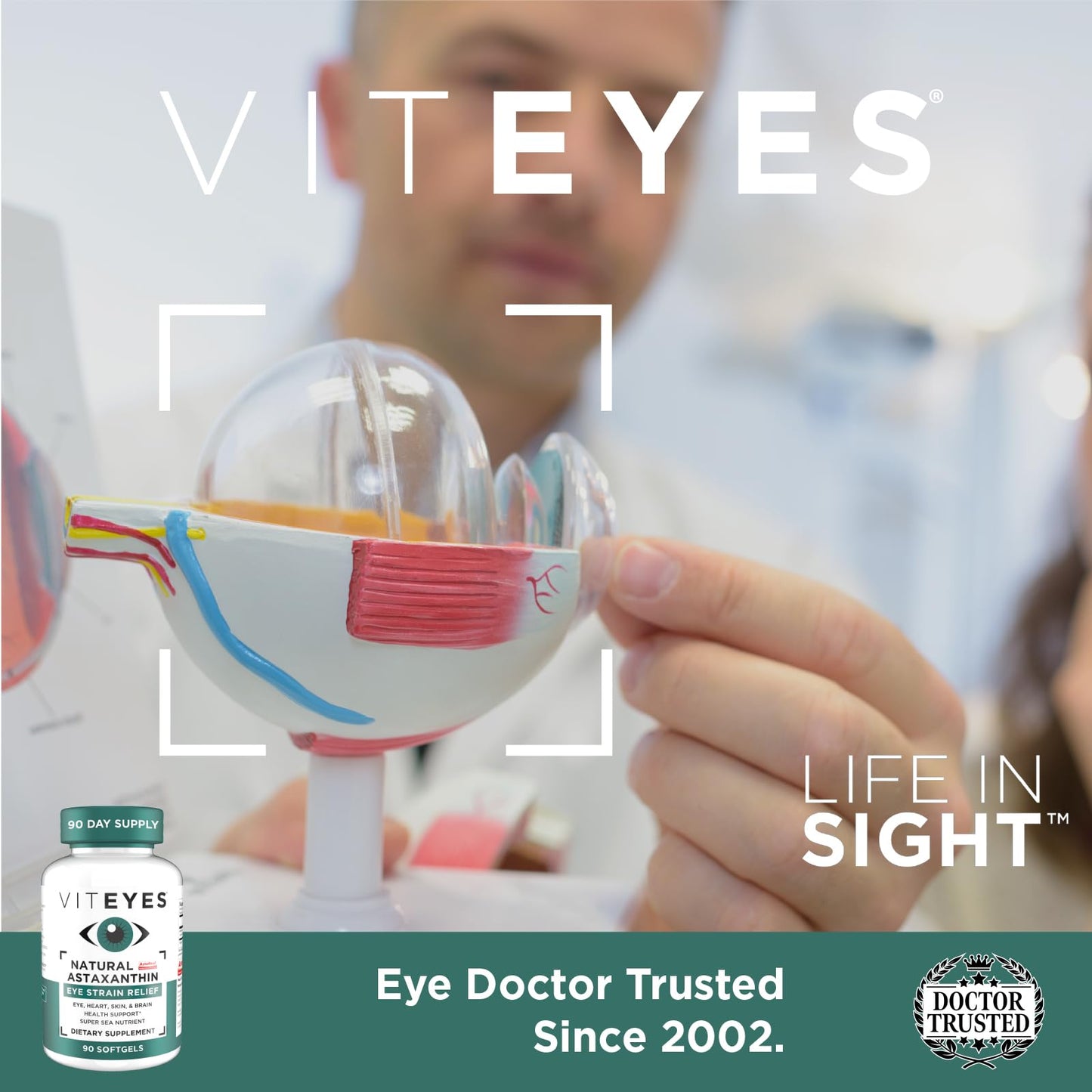 Viteyes Natural Astaxanthin — Relieve Tired Eyes & Eye Strain | Algae-Sourced, 4–8 mg, 90 Softgels