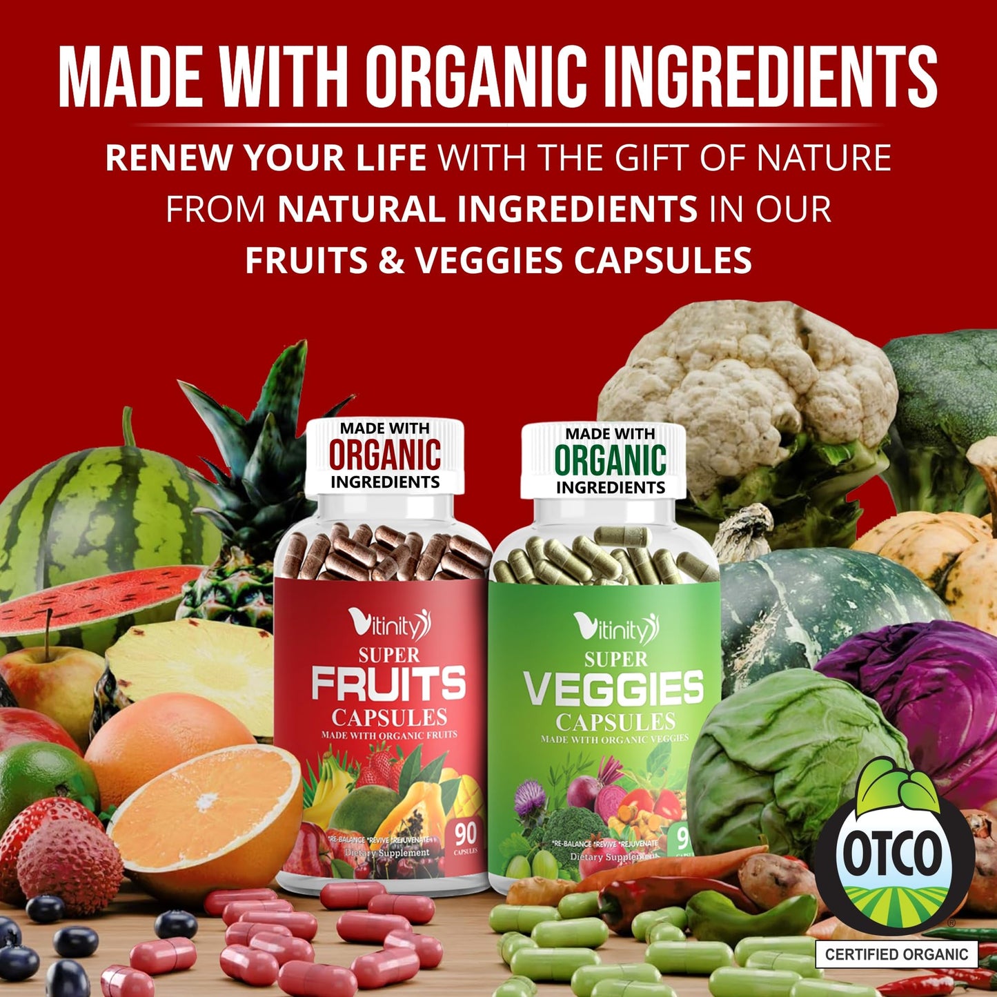 Vitinity Fruits & Veggies Capsules – Superfood Vitamin for Adults