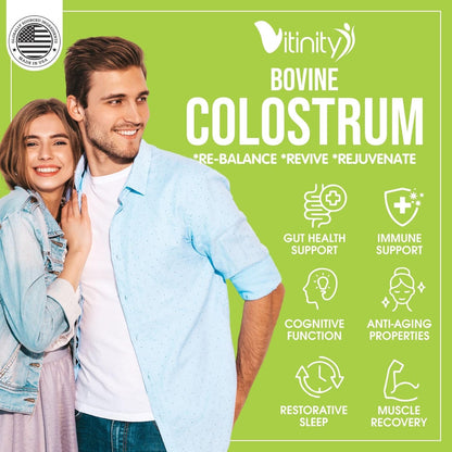 VITINITY Grass-Fed Bovine Colostrum Powder for Humans – Unflavored 90g