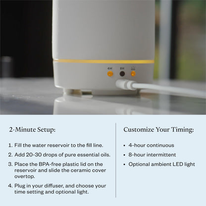 Vitruvi Stone Ceramic Ultrasonic Diffuser 90ml | Aromatherapy & Home Decor
