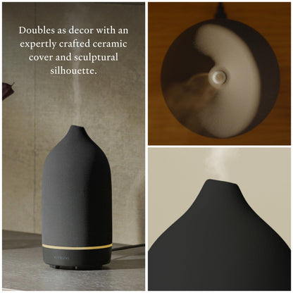 Vitruvi Stone Diffuser – Ceramic Ultrasonic Diffuser, 90ml, Black