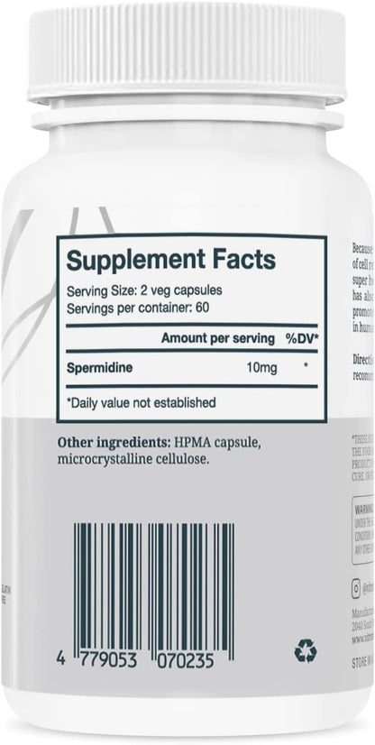 VITRUVIN Longevity Plus - Spermidine 2x10mg, Apigenin 2x50mg, Resveratrol 500mg + Piperine 5mg | Vegan, Non-GMO, Gluten-Free, Gelatin-Free