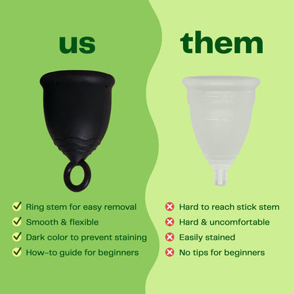 Viv for Your V Large Premium Menstrual Cup – Ring Stem, 12-Hour Leak-Free Wear